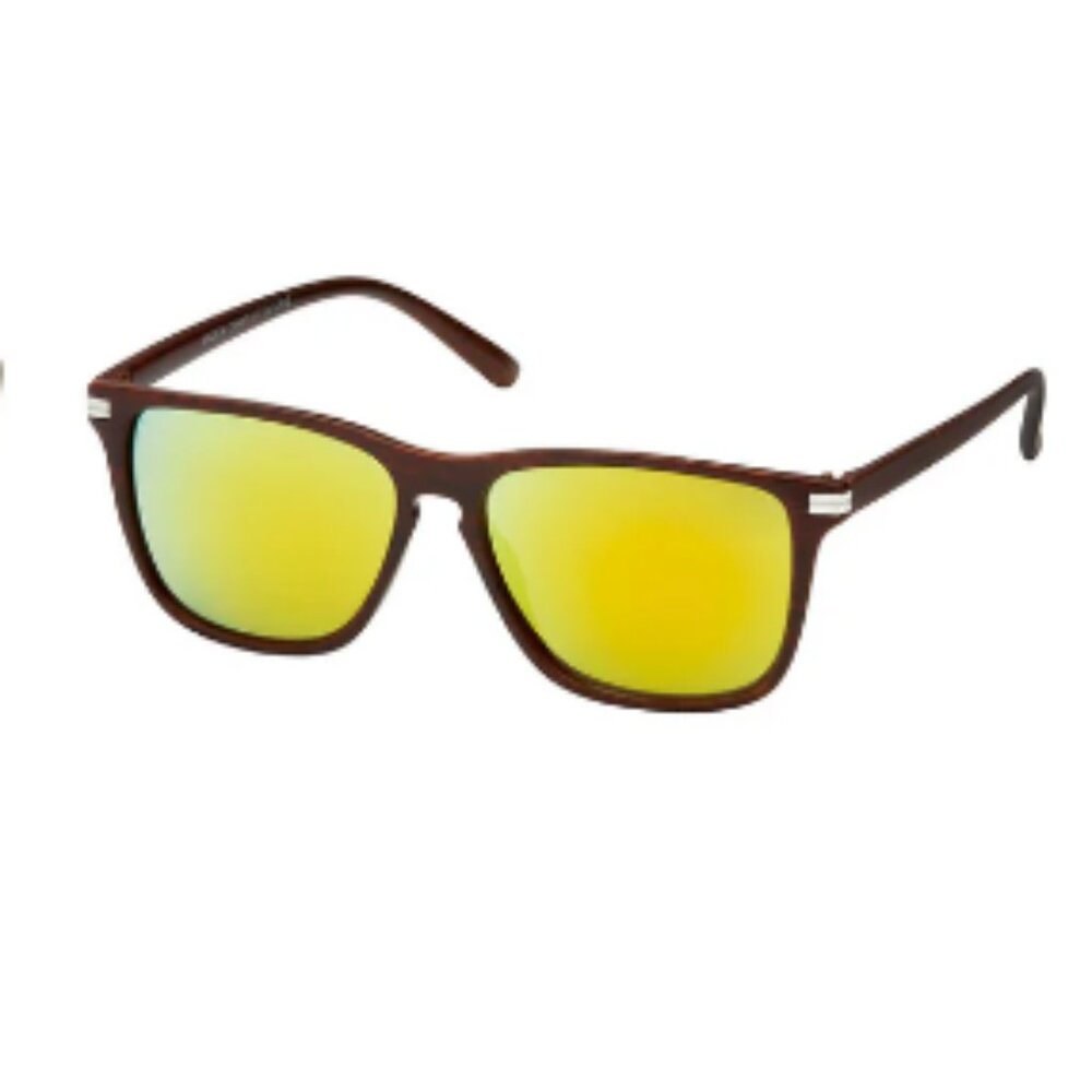 One Pair Color Pop Sunglasses-Brown w/Yellow Mirror Lenses-See Last Photo